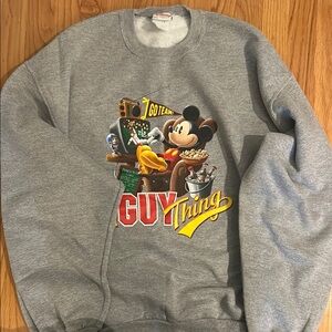 VINTAGE Gray Disney Men's Sweater with Mickey Mouse Design